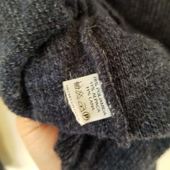 Vintage Ferretti Alpaca Blend Wool V-Neck Pullover Sweater Heathered Navy Size M - Picture 2 of 7